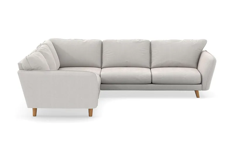 Trend Lyx 6-sits Vändbar L-formad Hörnsoffa i Sammet - Krämvit - Möbler - Soffa - Sammetssoffa