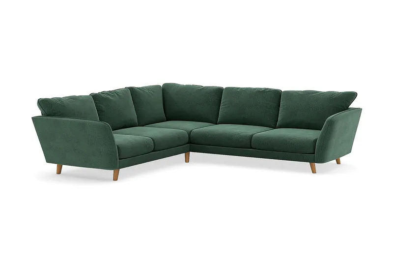 Trend Lyx 6-sits Vändbar L-formad Hörnsoffa i Sammet - Mörkgrön - Möbler - Soffa - Sammetssoffa