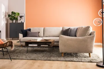 Trend Lyx 6-sits Vändbar L-formad Hörnsoffa i Tyg - Beige - Möbler - Soffa - Hörnsoffa