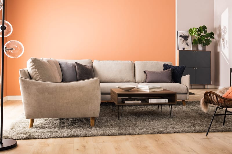Trend Lyx 6-sits Vändbar L-formad Hörnsoffa i Tyg - Beige - Möbler - Soffa - Hörnsoffa