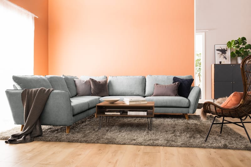 Trend Lyx 6-sits Vändbar L-formad Hörnsoffa i Tyg - Grå - Möbler - Soffa - Hörnsoffa