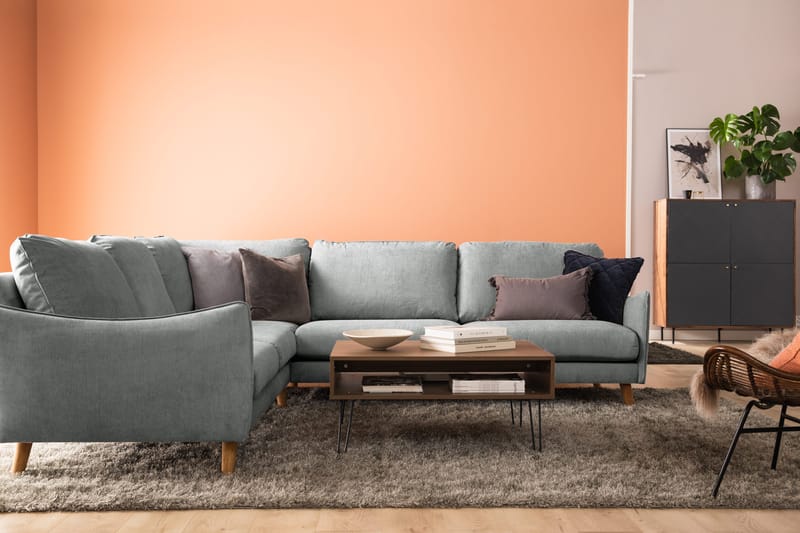 Trend Lyx 6-sits Vändbar L-formad Hörnsoffa i Tyg - Grå - Möbler - Soffa - Hörnsoffa