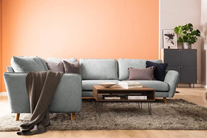 Trend Lyx 6-sits Vändbar L-formad Hörnsoffa i Tyg - Grå - Möbler - Soffa - Hörnsoffa