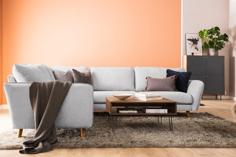 Trend Lyx 6-sits Vändbar L-formad Hörnsoffa i Tyg - Ljusgrå - Möbler - Soffa - Hörnsoffa