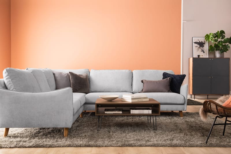 Trend Lyx 6-sits Vändbar L-formad Hörnsoffa i Tyg - Ljusgrå - Möbler - Soffa - Hörnsoffa