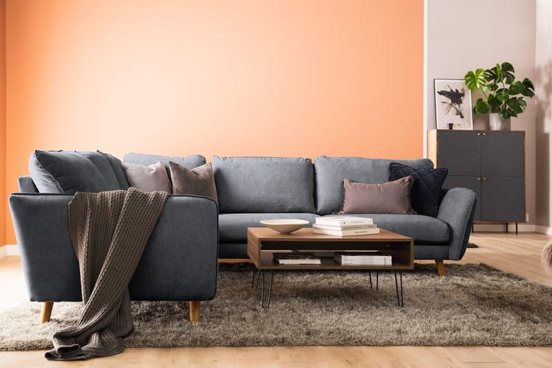 Trend Lyx 6-sits Vändbar L-formad Hörnsoffa i Tyg - Mörkgrå - Möbler - Soffa - Hörnsoffa