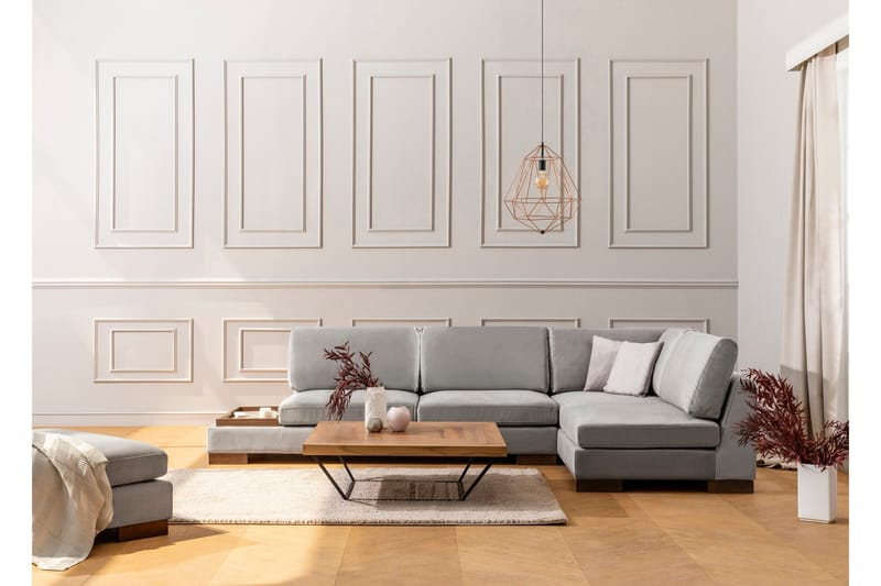 Tulima Soffa med Schäslong m Pall Höger - Ljusgrå/Natur - Möbler - Soffa - Hörnsoffa