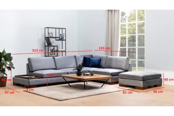 Tulima Soffa med Schäslong m Pall Höger - Mörkgrå/Natur - Möbler - Soffa - Hörnsoffa