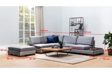 Tulima Soffa med Schäslong Vänster - Mörkgrå/Natur - Möbler - Soffa - Hörnsoffa
