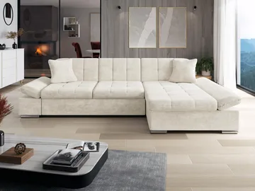 Vananda 3-sits Soffa med divan höger och förvaring - beige - Möbler - Soffa - Hörnsoffa - Hörnsoffa med divan