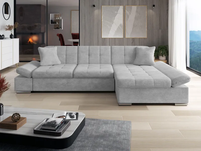 Vananda 3-sits Soffa med divan höger och förvaring - grå - Möbler - Soffa - Hörnsoffa - Hörnsoffa med divan