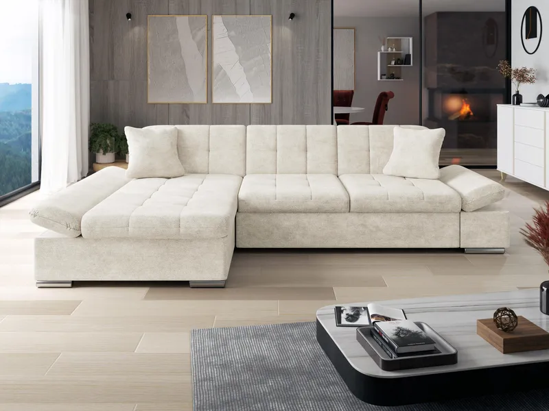 Vananda 3-sits Soffa med divan vänster och förvaring - beige - Möbler - Soffa - Hörnsoffa - Hörnsoffa med divan