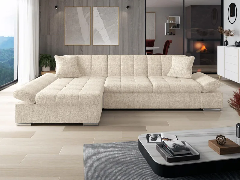 Vananda 4-sits Soffa med Schäslong Vänster - Ljusbeige - Möbler - Soffa - Hörnsoffa - Hörnsoffa med divan