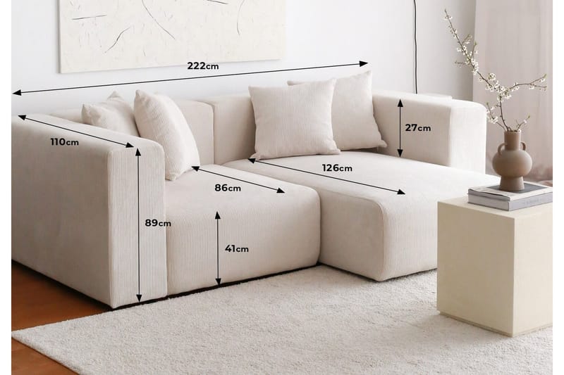 Yolo Hörnsoffa 2-sits - Vit - Möbler - Soffa - Hörnsoffa - Hörnsoffa med divan