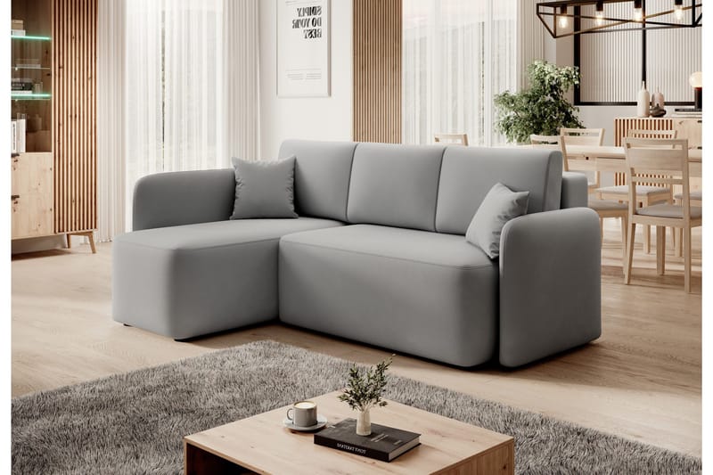 Hadson 3-sits Soffa med Divan - Grå - Möbler - Soffa - Sammetssoffa