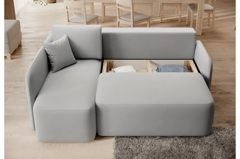 Hadson 3-sits Soffa med Divan - Grå - Möbler - Soffa - Sammetssoffa