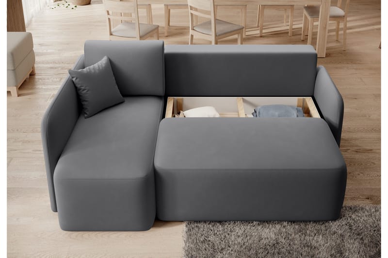 Hadson 3-sits Soffa med Divan - Mörkgrå - Möbler - Soffa - Sammetssoffa