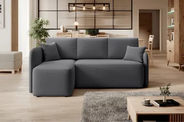 Hadson 3-sits Soffa med Divan - Mörkgrå - Möbler - Soffa - Sammetssoffa