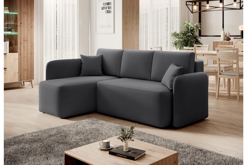 Hadson 3-sits Soffa med Divan - Mörkgrå - Möbler - Soffa - Sammetssoffa