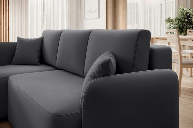Hadson 3-sits Soffa med Divan - Mörkgrå - Möbler - Soffa - Sammetssoffa