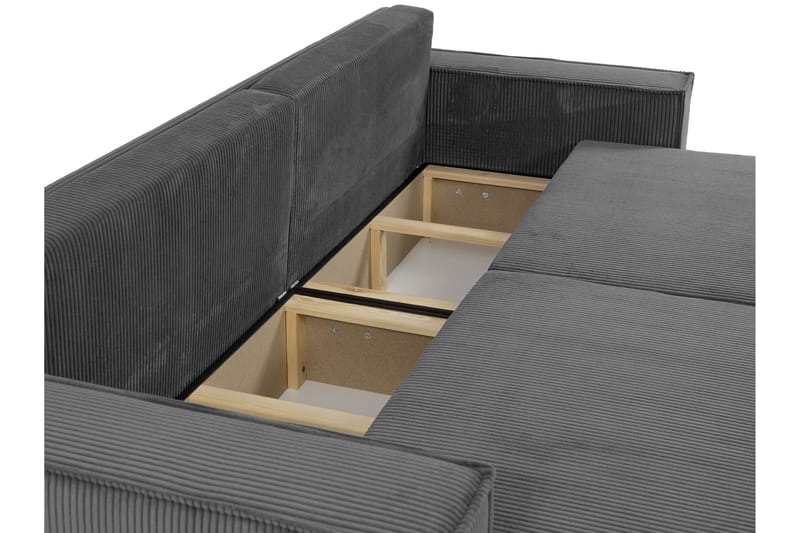Hobson 3-sits Bäddbar Soffa 245 cm med Förvaring i Manchestertyg - Blå - Möbler - Soffa - 3 sits soffa