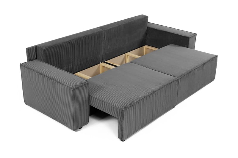 Hobson 3-sits Bäddbar Soffa 245 cm med Förvaring i Manchestertyg - Blå - Möbler - Soffa - 3 sits soffa
