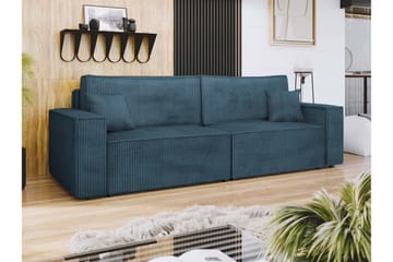 Hobson 3-sits Bäddbar Soffa 245 cm med Förvaring i Manchestertyg - Blå - Möbler - Soffa - 3 sits soffa