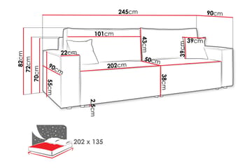 Hobson 3-sits Bäddbar Soffa 245 cm med Förvaring i Manchestertyg - Brun - Möbler - Soffa - 3 sits soffa