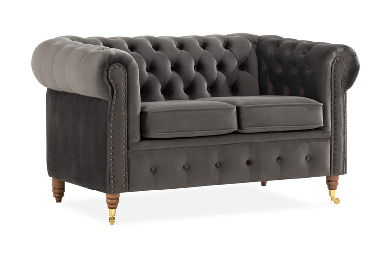 2-sits Soffa Chester Deluxe - Grå - 2 sits soffa - Chesterfield soffa - Howardsoffa