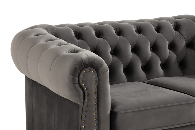 2-sits Soffa Chester Deluxe - Grå - 2 sits soffa - Chesterfield soffa - Howardsoffa