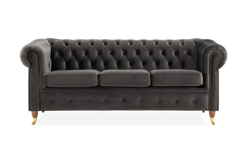 3-sits Soffa Chester Deluxe - Grå - Chesterfield soffa - 3 sits soffa - Howardsoffa