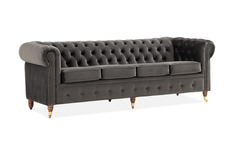 4-sits Soffa Chester Deluxe - Grå - 4 sits soffa - Chesterfield soffa - Howardsoffa