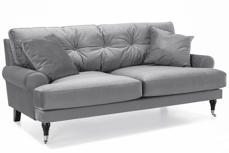 Andrew 2-sits Sammetssoffa - Ljusgrå - Möbler - Soffa - Howardsoffa