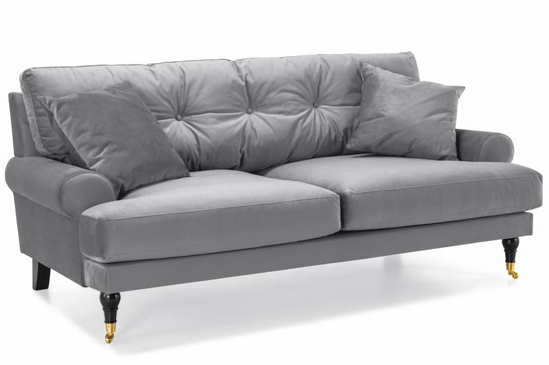 Andrew 2-sits Sammetssoffa - Ljusgrå - Möbler - Soffa - Sammetssoffa