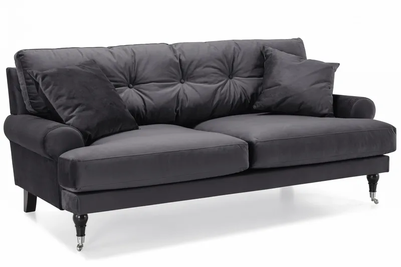 Andrew 2-sits Sammetssoffa - Mörkgrå - Möbler - Soffa - Howardsoffa