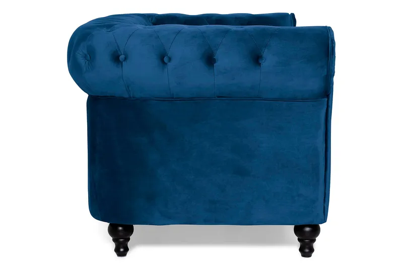 Chesterfield Lyx 2-sits Liten sammetssoffa - Djup soffa 160 cm bred - Blå Sammet - Möbler - Soffa - Howardsoffa