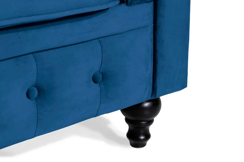 Chesterfield Lyx 2-sits Liten sammetssoffa - Djup soffa 160 cm bred - Blå Sammet - Möbler - Soffa - Howardsoffa