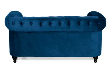 Chesterfield Lyx 2-sits Liten sammetssoffa - Djup soffa 160 cm bred - Blå Sammet - Möbler - Soffa - Howardsoffa