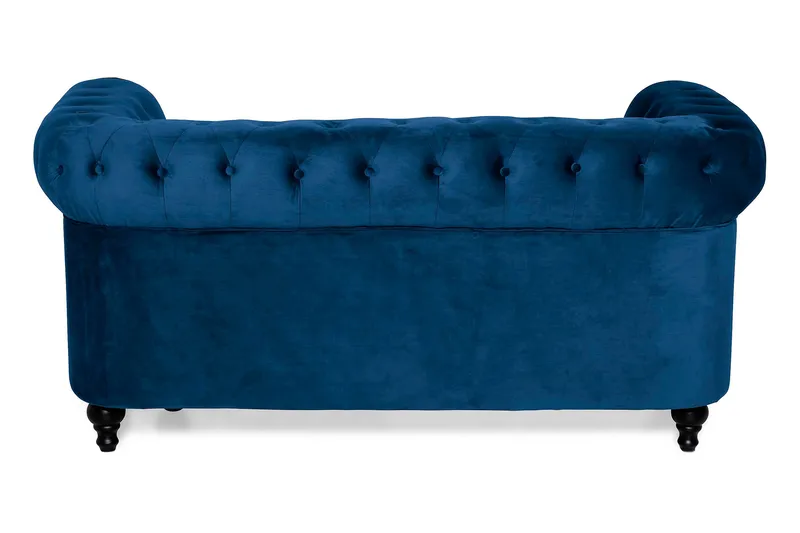 Chesterfield Lyx 2-sits Liten sammetssoffa - Djup soffa 160 cm bred - Blå Sammet - Möbler - Soffa - Howardsoffa