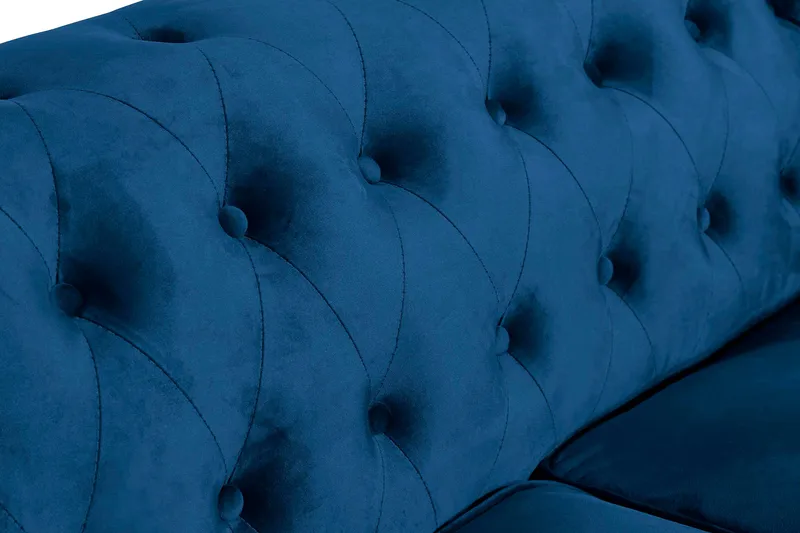 Chesterfield Lyx 2-sits Liten sammetssoffa - Djup soffa 160 cm bred - Blå - Möbler - Soffa - Howardsoffa