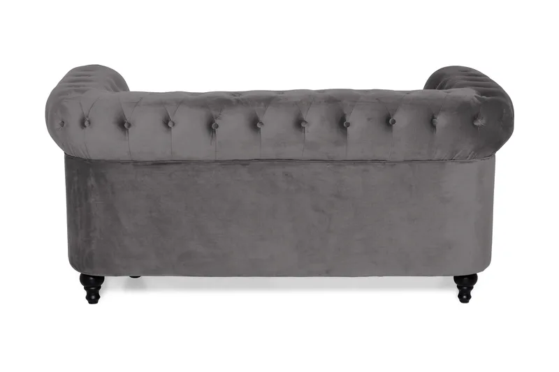 Chesterfield Lyx 2-sits Liten Sammetssoffa - Djup soffa 160 cm bred - Mörkgrå / Grå - Möbler - Soffa - Howardsoffa
