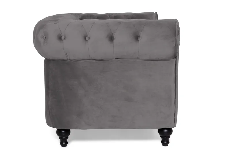 Chesterfield Lyx 2-sits Liten Sammetssoffa - Djup soffa 160 cm bred - Mörkgrå / Grå - Möbler - Soffa - Howardsoffa