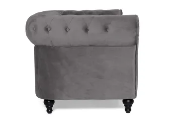 Chesterfield Lyx 2-sits Liten Sammetssoffa - Djup soffa 160 cm bred - Mörkgrå / Grå - Möbler - Soffa - Howardsoffa