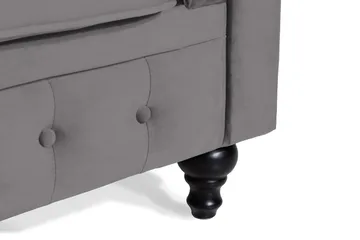 Chesterfield Lyx 2-sits Liten Sammetssoffa - Djup soffa 160 cm bred - Mörkgrå / Grå - Möbler - Soffa - Howardsoffa