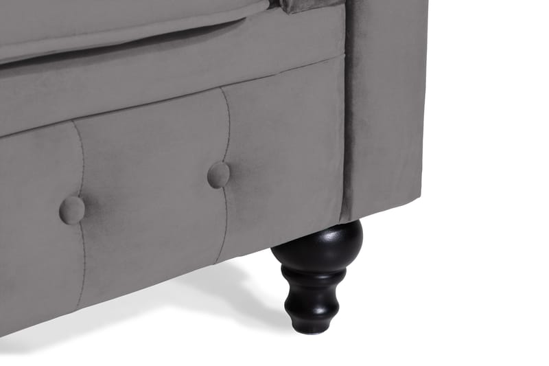 Chesterfield Lyx 2-sits Liten Sammetssoffa - Djup soffa 160 cm bred - Mörkgrå / Grå - Möbler - Soffa - Howardsoffa