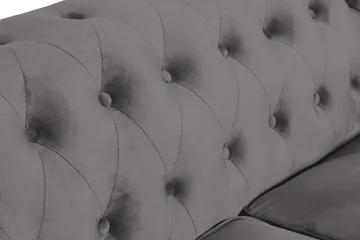 Chesterfield Lyx 2-sits Liten Sammetssoffa - Djup soffa 160 cm bred - Mörkgrå / Grå - Möbler - Soffa - Howardsoffa