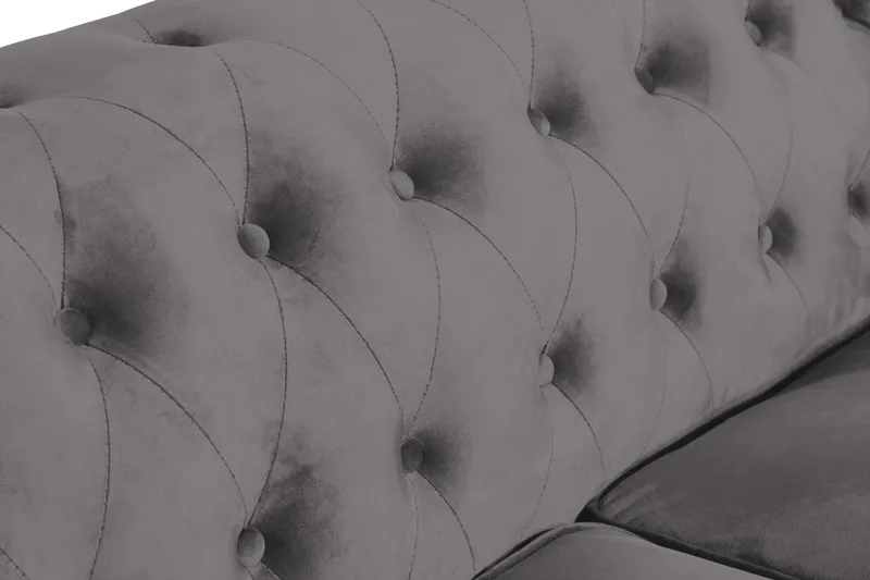 Chesterfield Lyx 2-sits Liten Sammetssoffa - Djup soffa 160 cm bred - Mörkgrå / Grå - Möbler - Soffa - Howardsoffa