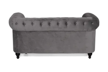 Chesterfield Lyx 2-sits Liten Sammetssoffa - Djup soffa 160 cm bred - Mörkgrå - Möbler - Soffa - Howardsoffa