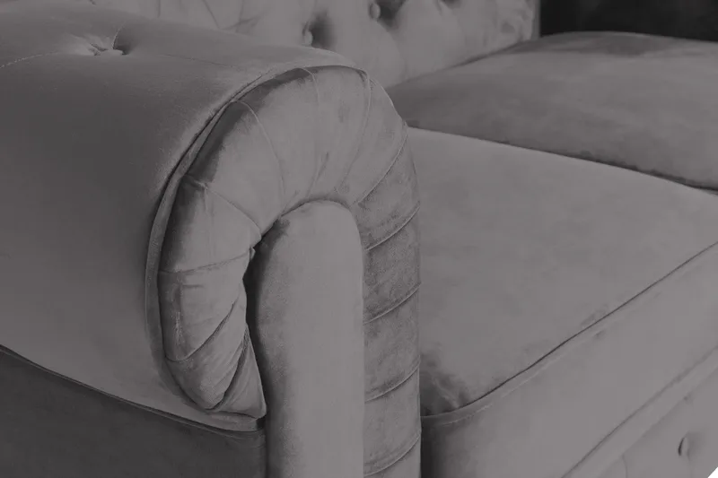 Chesterfield Lyx 2-sits Liten Sammetssoffa - Djup soffa 160 cm bred - Mörkgrå - Möbler - Soffa - Howardsoffa