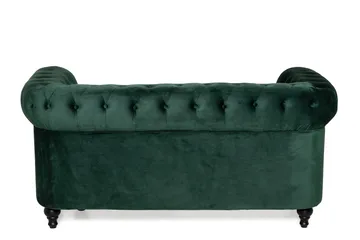 Chesterfield Lyx 2-sits Liten sammetssoffa - Djup soffa 160 cm bred - Mörkgrön - Möbler - Soffa - Howardsoffa